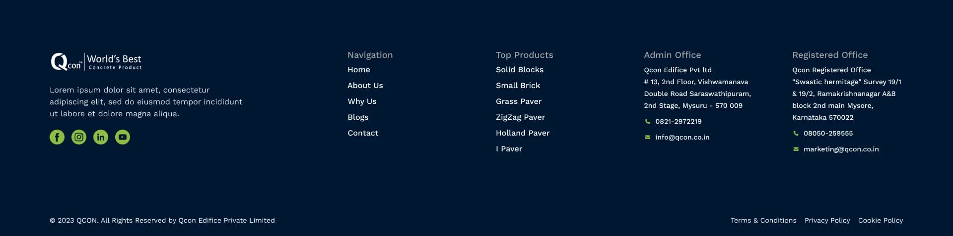 QCon organized website footer serving as a secondary navigation system