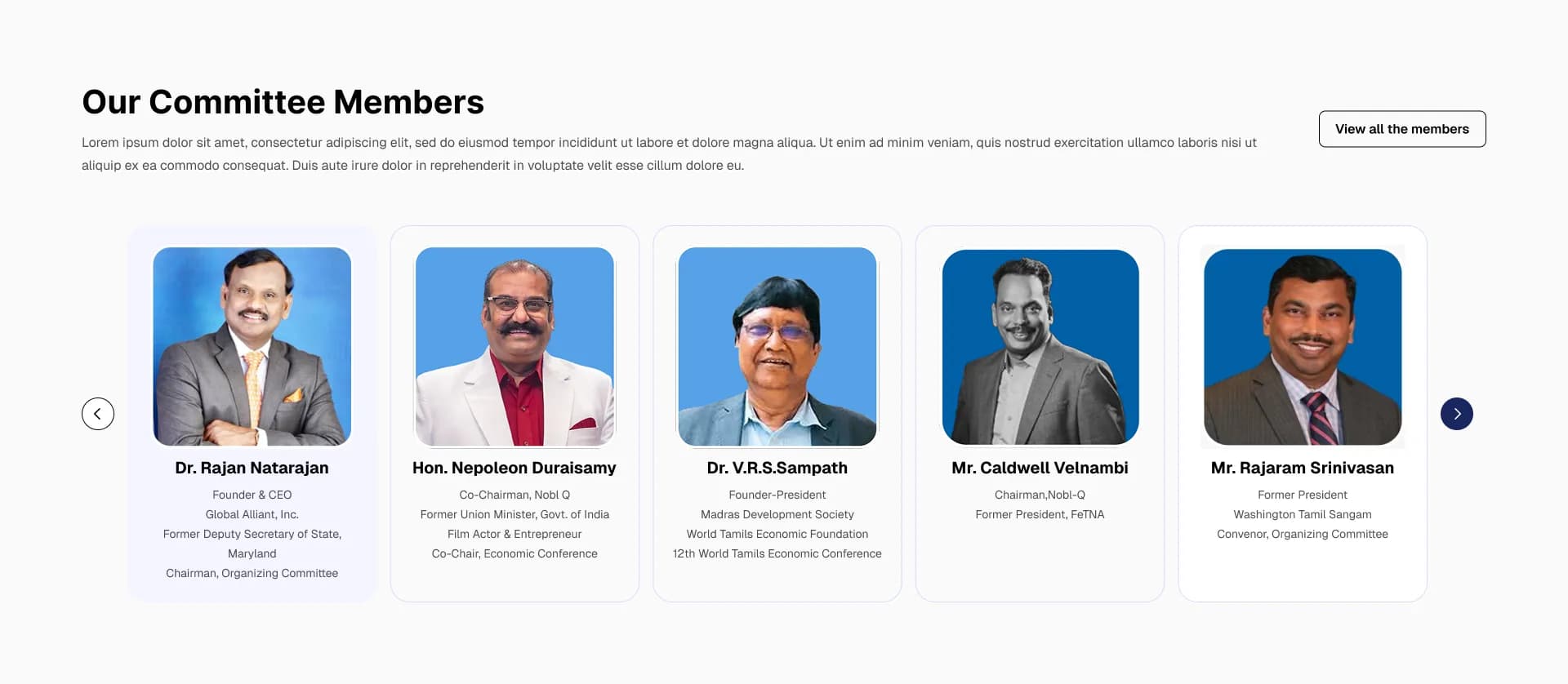Tamil Economic Conference additional committee members