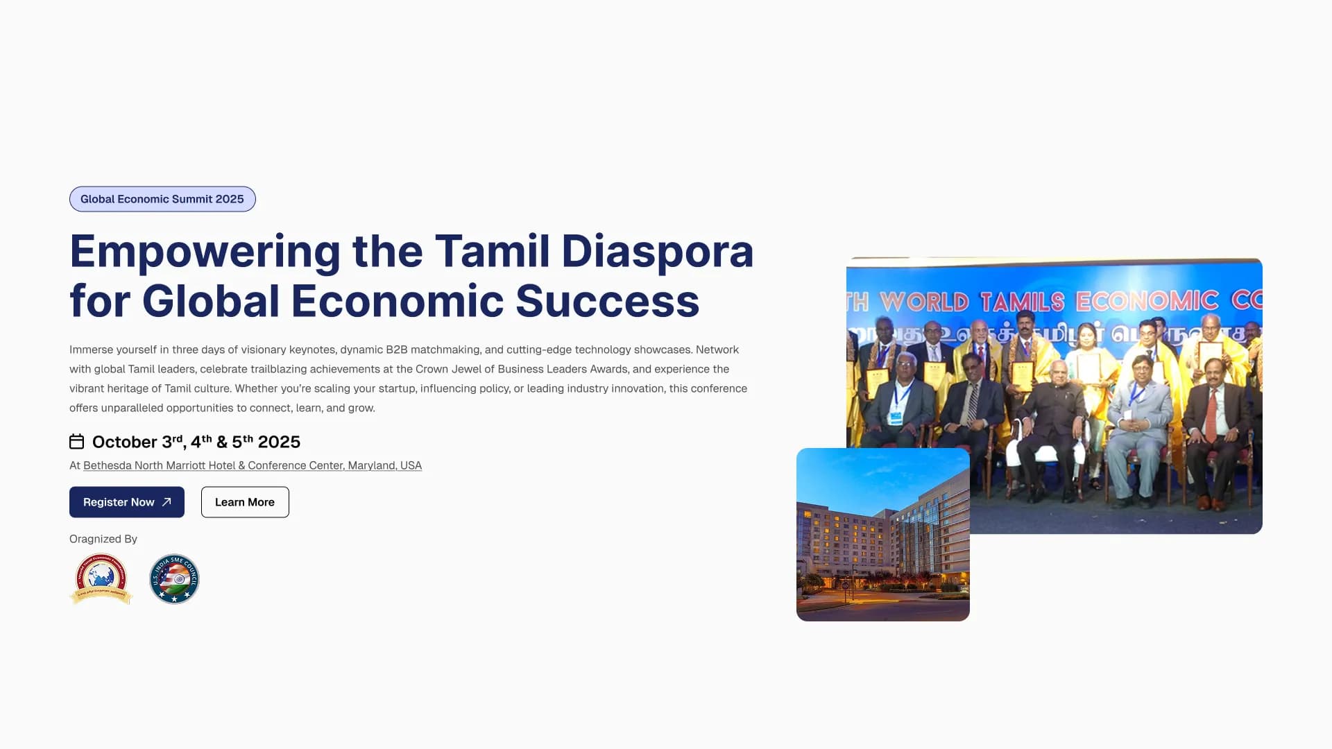 Tamil Economic Conference hero section