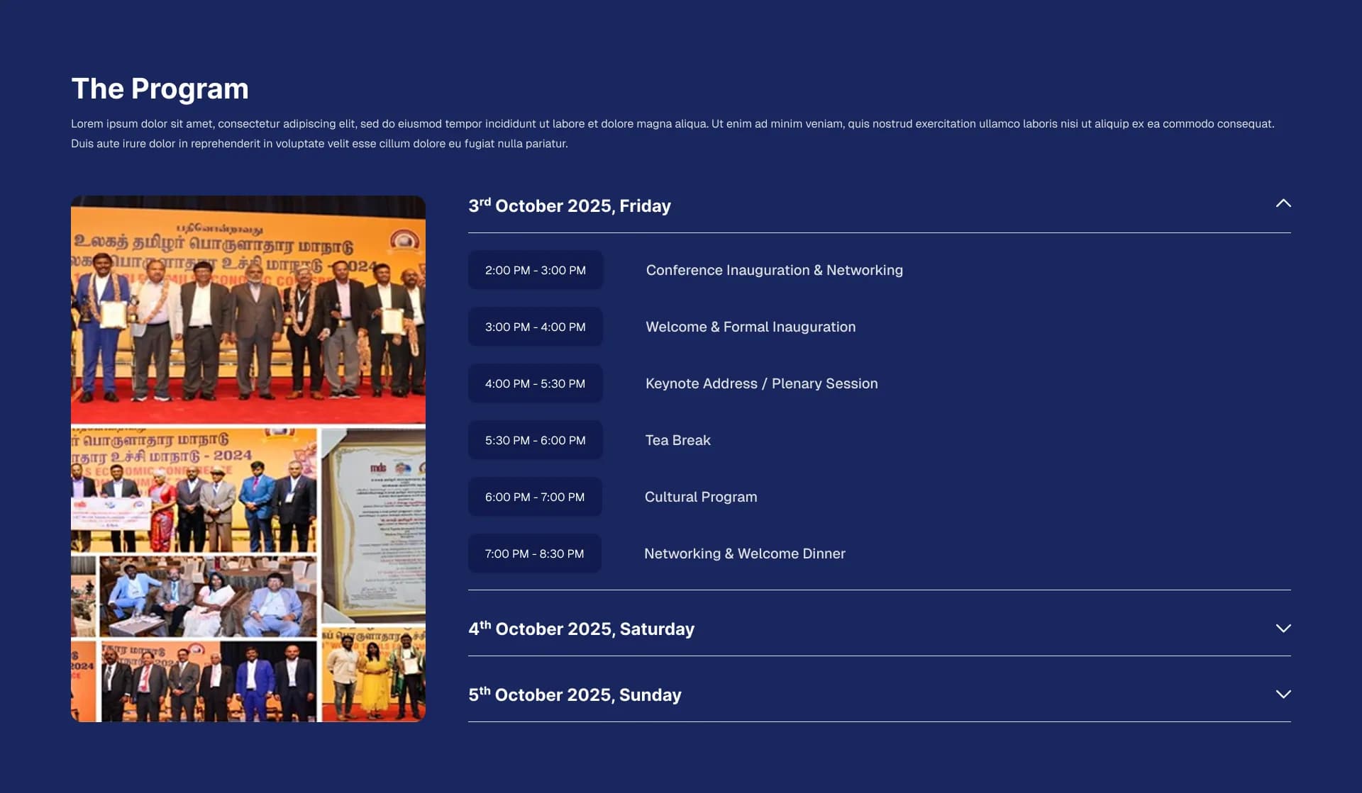 Tamil Economic Conference program section
