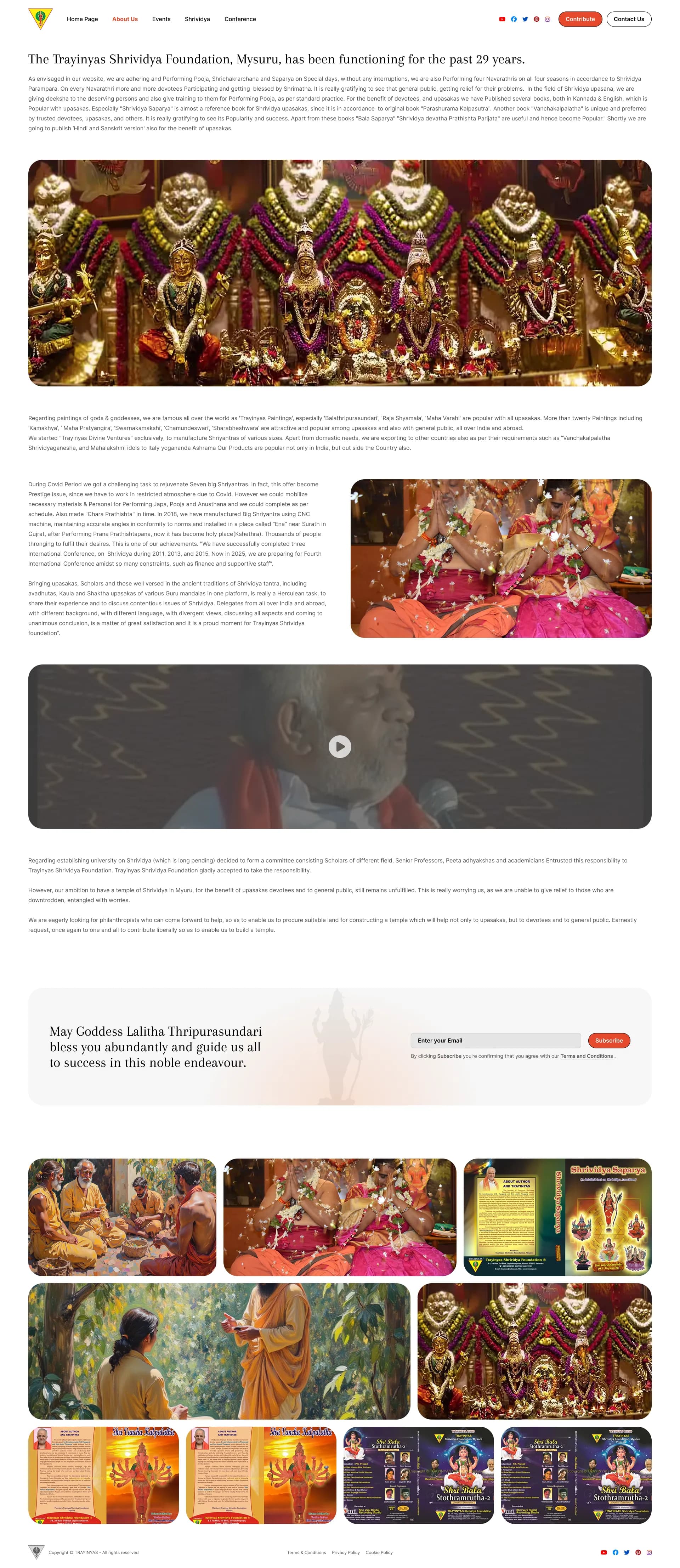 Trayinyas about us page design highlighting organizational history