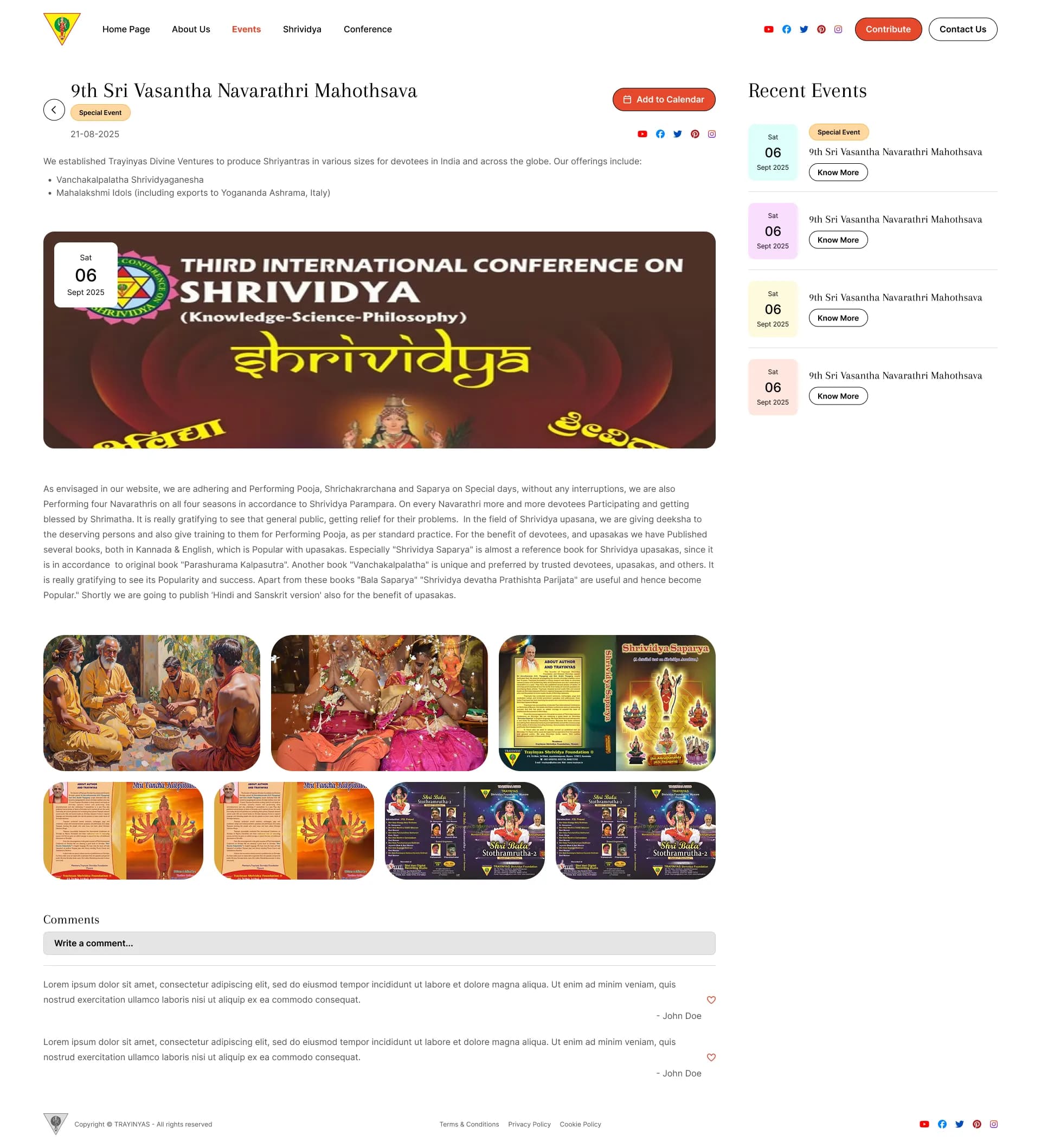 Trayinyas specific event details view with clear RSVP calls to action