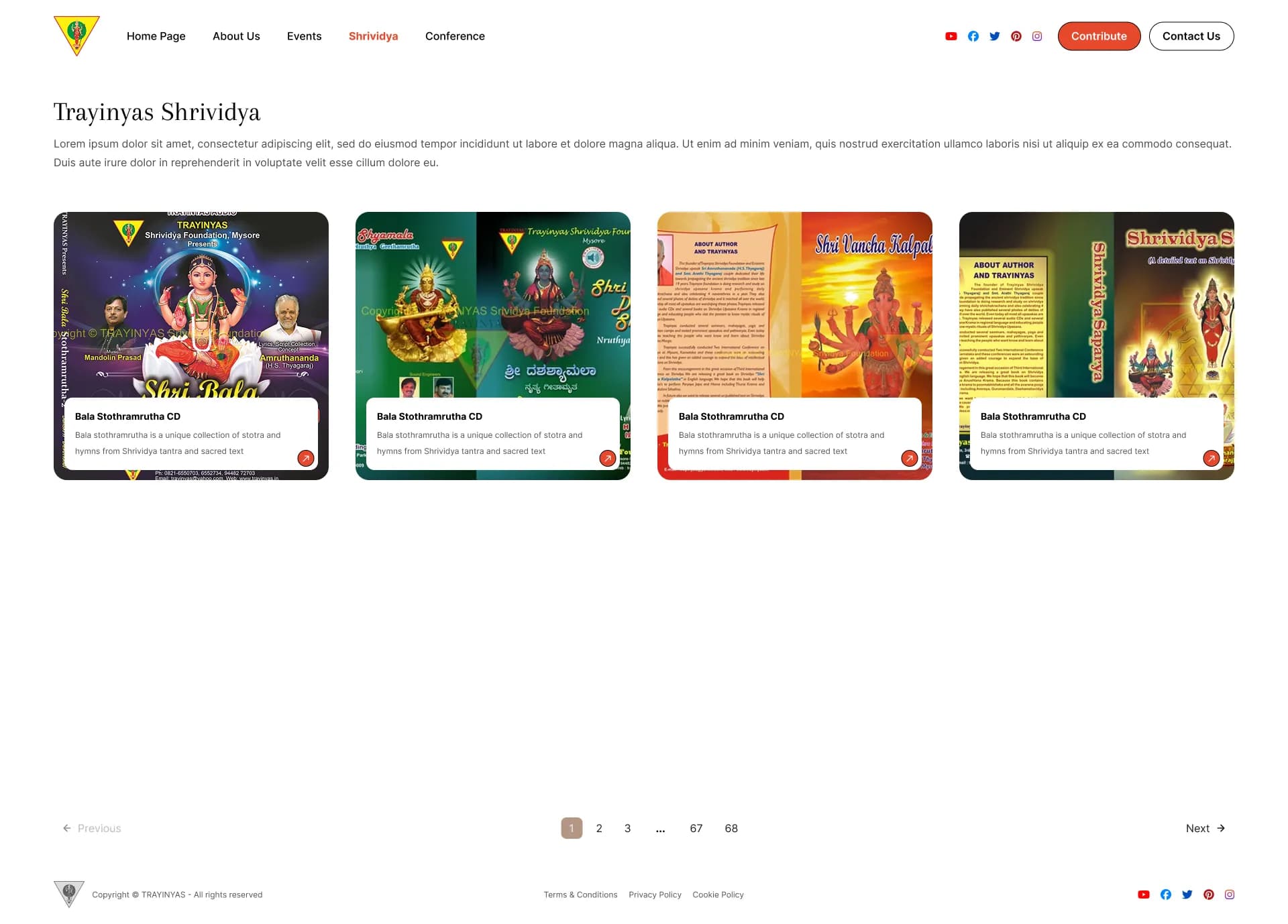 Trayinyas long-form editorial content layout for deep philosophical reading